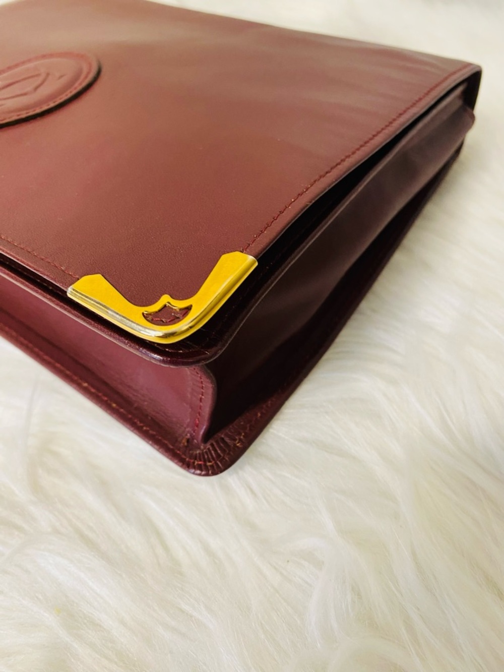Cartier Vintage Must de Cartier 21 Bordeaux leather Clutch Circa 1990s Authentic - Picture 11 of 17
